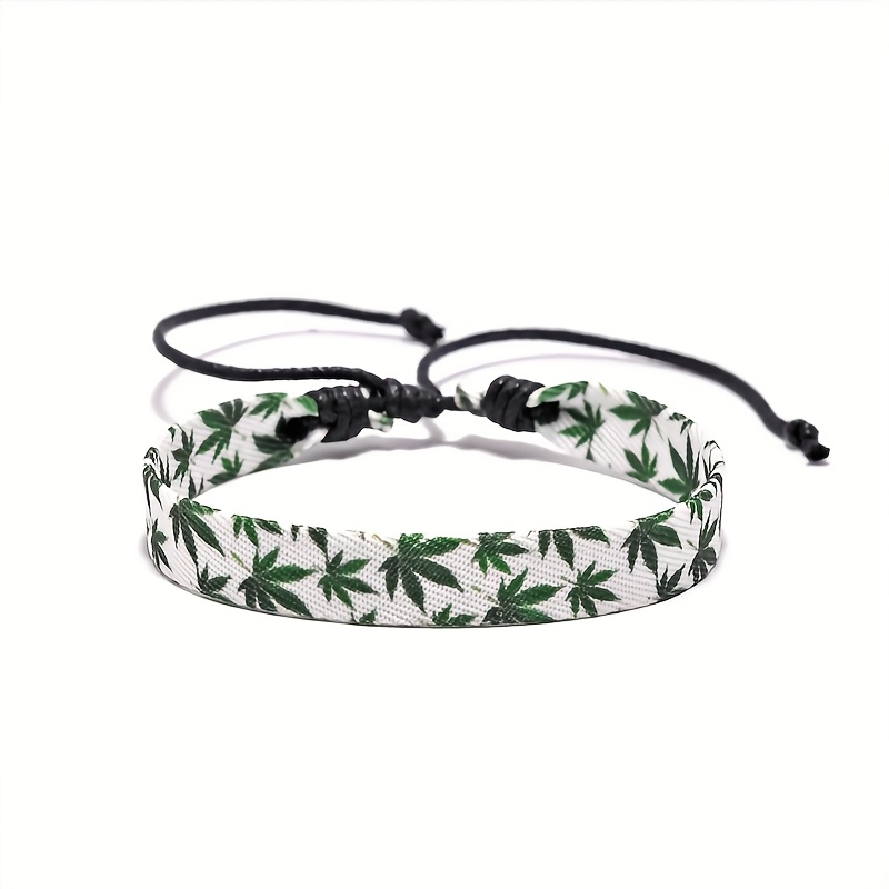Creative Printed Leaves Adjustable Bracelet, Unisex